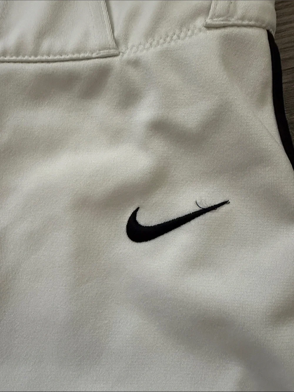 Nike Kids White Baseball-Style Pants with Black Stripe